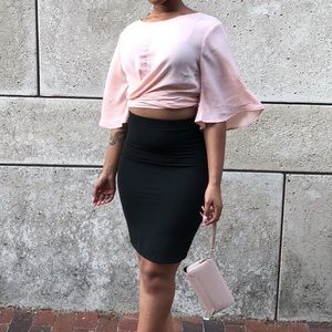 Cropped Bell Bottom Sleeve Shirt